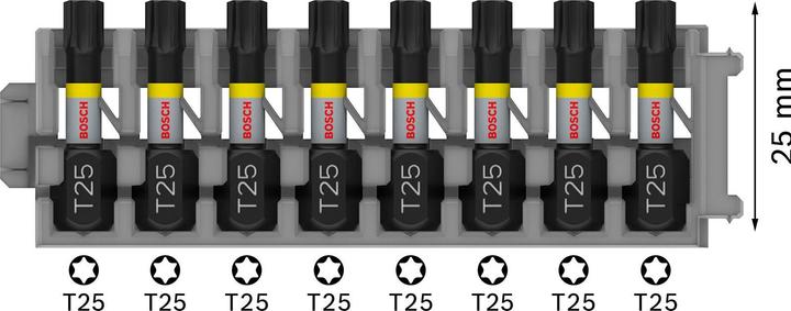 Produktbild Bosch Zubehör PRO Torx Impact Bit, T25, 25 mm, 8-tlg. (Innensechsrund TX)