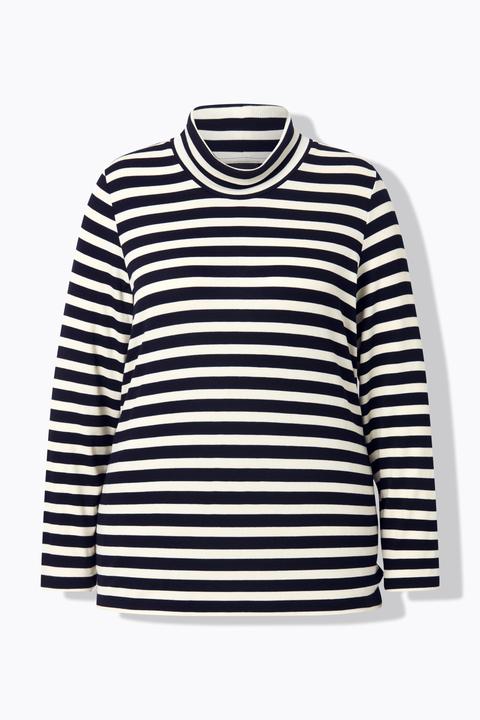 Produktbild Ulla Popken Shirt, Ringel, Slim, Rollkragen, Langarm (54)