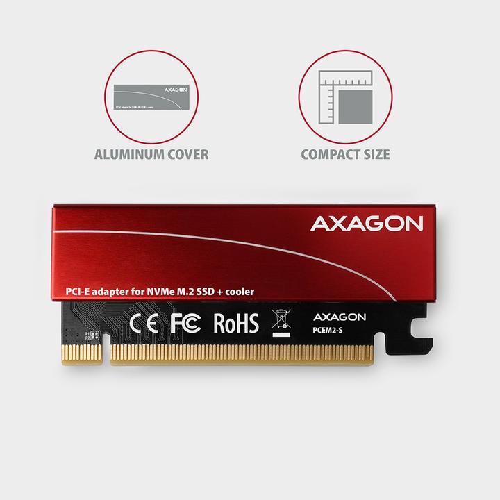 Immagine prodotto Axagon PCEM2-S - PCIe - M.2 - Basso profilo - PCIe 3.0 - Nero - Rosso - PC