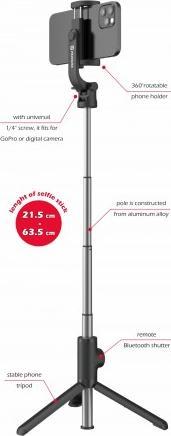 Actual product image Swissten Bluetooth Selfie Stick Aluminium TRIPOD PRO