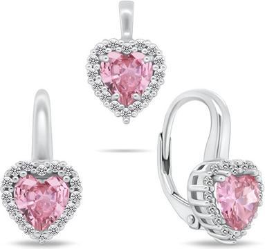 Produktbild Brilio Silver - Silver heart jewelry set with zircons SET273WP (earrings. pendant)