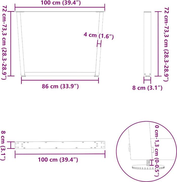 Actual product image vidaXL Esstischbein