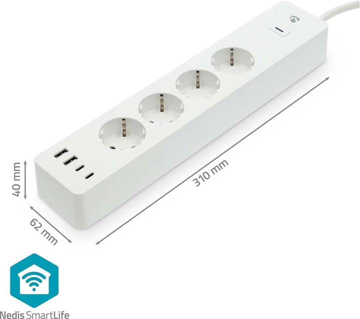 Nedis SmartLife Power Strip Wi-Fi | Hybrid (CEE 7/7) / USB A / USB-C™ | 16 A | 3680 W | 2.00 m | 0 -