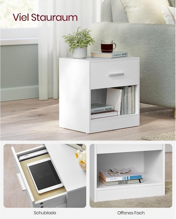 Image du produit Vasagle Table de chevet blanche 39,0 x 28,0 x 41,0 cm