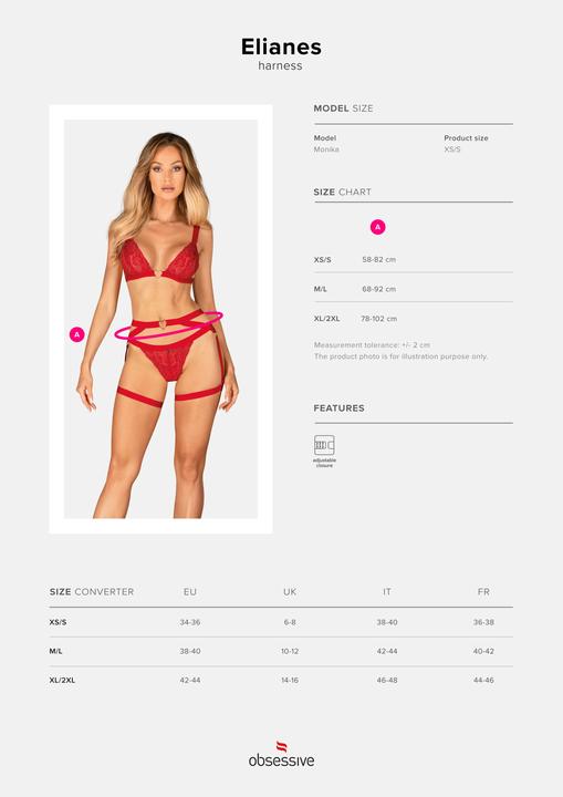 Produktbild Obsessive Elianes Geschirr Rot (XXL)