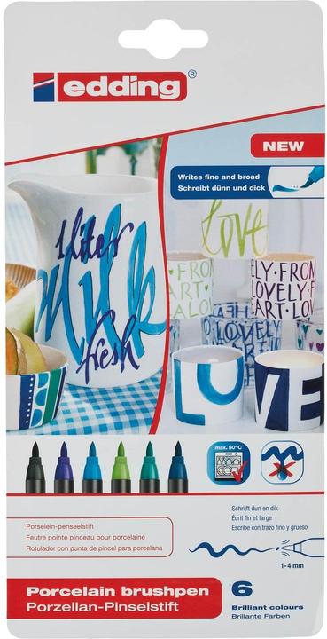 Actual product image Edding Porcelain Pens Cool Colours Set of 6. (Multicoloured, 4 mm, 6 x)