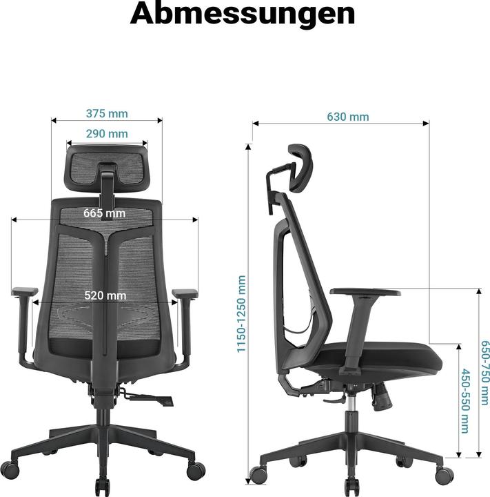 Immagine prodotto Wiltec Sedia da ufficio ergonomica