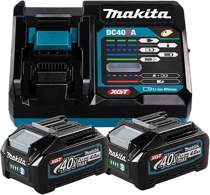 2x Makita BL 4040 batterie 40 V max. 4,0 Ah XGT Li-Ion (191B26-6), 1x Makita DC 40 RA chargeur rapide XGT LXT (191E07-8)