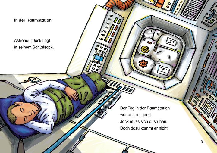 Actual product image Leselöwen 1. Klasse - Alarm auf der Weltraumstation (German, Alexander Bux, Annette new farmer, Loewe first readers, 2020)