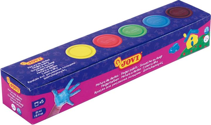 Produktbild Jovi Fingerfarbe VE=5 Farben a 35ml (Gelb, Grün, Blau, Rot, Braun, 35 ml)