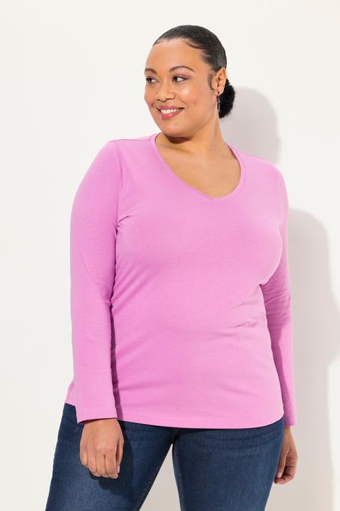 Produktbild Ulla Popken Shirt, Slim, V-Ausschnitt, Langarm (58)
