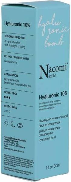 Valeurs nutritives et ingrédients Nacomi Next Level Hyaluronic 10% serum with hyaluronic acid 30ml (30 ml)