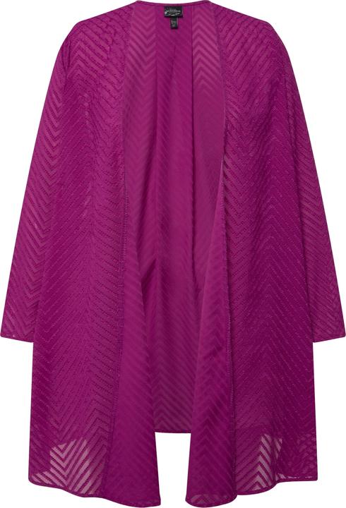 Actual product image Ulla Popken Sheer Textured Chevron Burnout Cardigan (56)