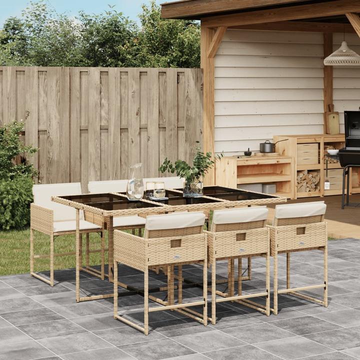 Produktbild VidaXL Gartenmöbel Essgruppe Gartengarnitur Sitzgruppe 7tlg. Beige Poly Rattan (165 cm)