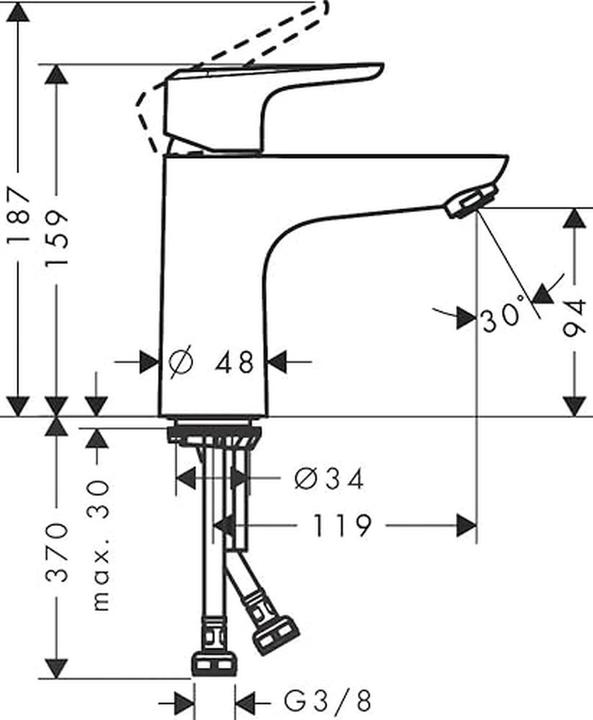 Produktbild hansgrohe Ecos L HV-armatur uden bundventil FORK