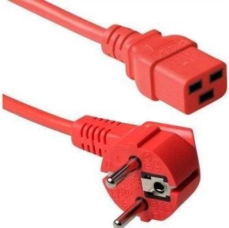 Protect Expert Netzanschlusskabel 16 A, Schutzkontaktstecker gewinkelt an 16 A Kaltgerätebuchse C19 gerade, rot, 2