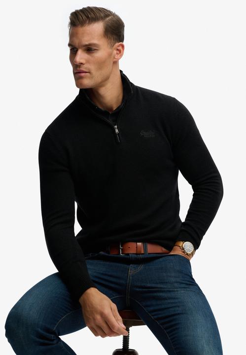 Produktbild Superdry Essential Strickpullover mit Halbreissverschluss und Stickerei (L)