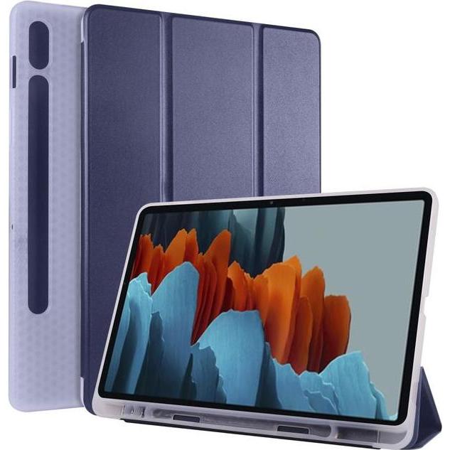 MU Classic Dreifach faltbare Hülle mit Stylus Halterung (Galaxy Tab S7), Tablet Hülle, Blau