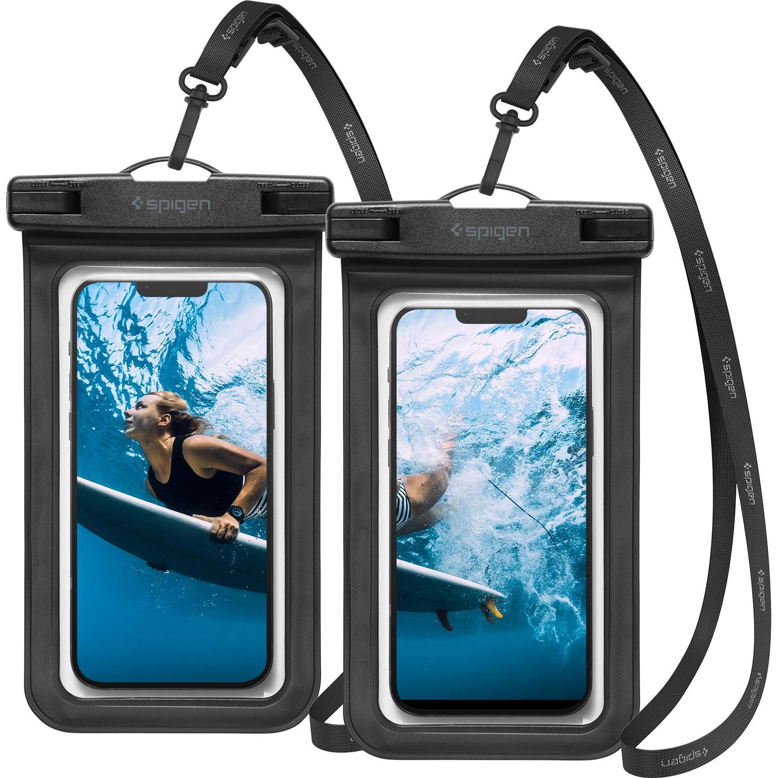 Spigen A601 UNIVERSAL WATERPROOF CASE 2 PCS., Black (Universal), Smartphone Hülle, Schwarz