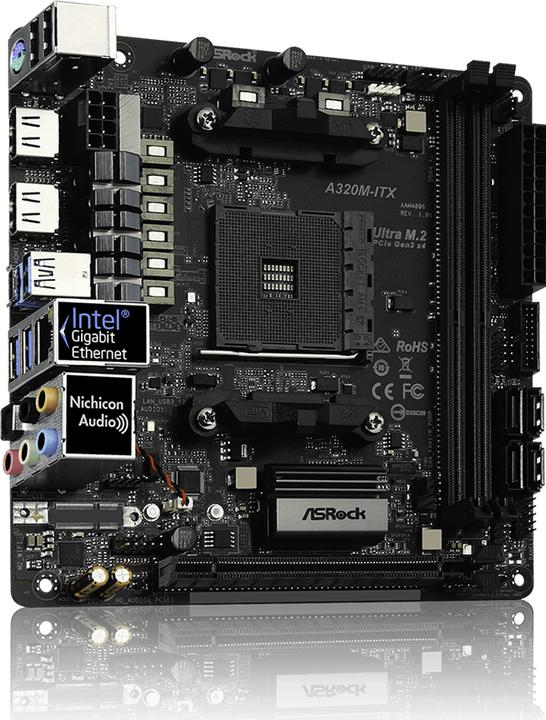 Actual product image AsRock A320M-ITX (AM4, AMD A320, Mini-ITX)