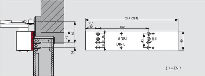 Productafbeelding Dormakaba Montageplaat voor TS 73 V / TS 83 (Balkondeur, Houten deur, Kamerdeur, Toegangsdeur, Interieur)