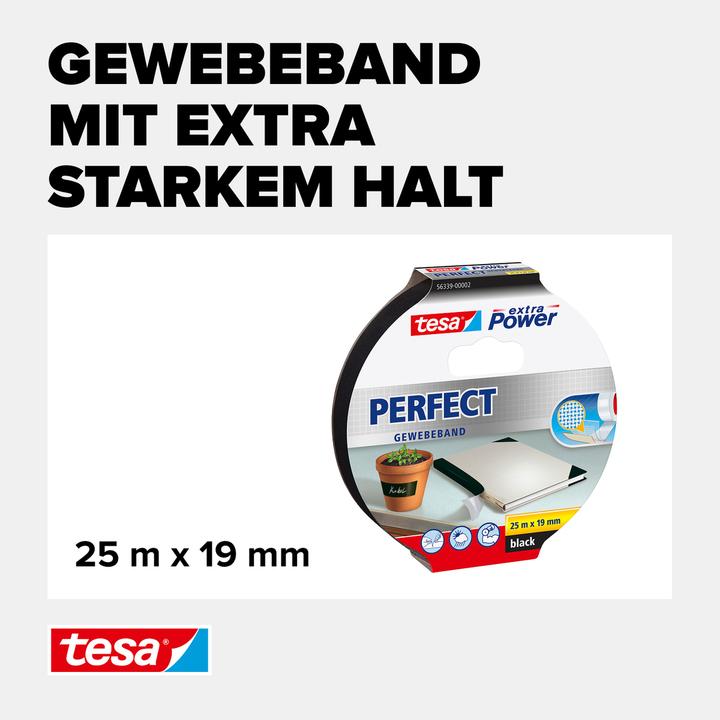 Actual product image tesa EXTRA POWER PERFECT fabric tape, fabric-reinforced duct tape (19 mm)