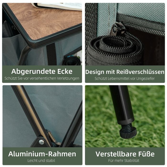 Immagine prodotto Swisshandel24 Campingschrank faltbar Küchenbox mit Reissverschluss-Tür Arbeitsplatte 3 Ablagen