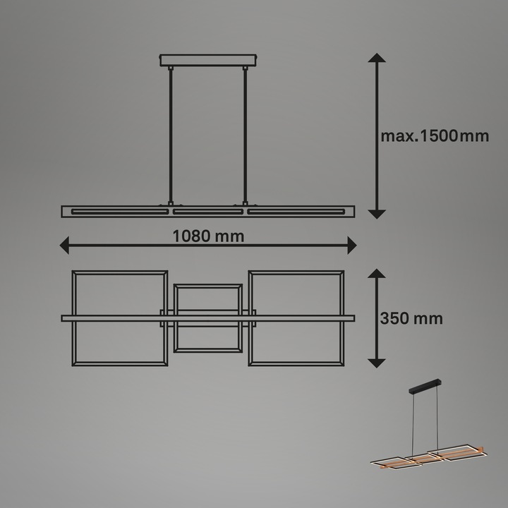 Produktbild Briloner LED Pendelleuchte, Schwarz / Holz, LED / 36W