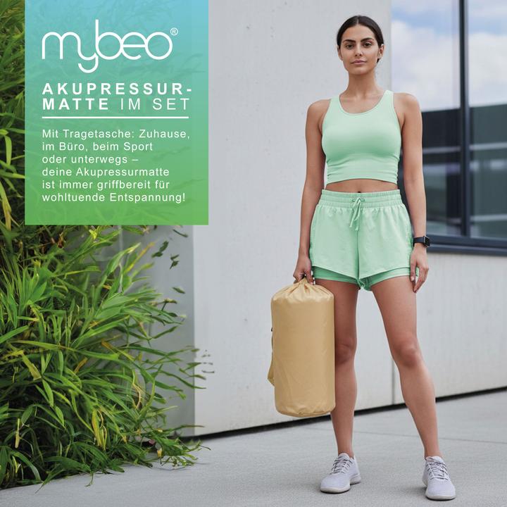 Produktbild Mybeo Akkupressurmatte für Massagen 68x42 cm, inkl. Tragetasche, hilft gegen Kopfschmerzen und Migräne