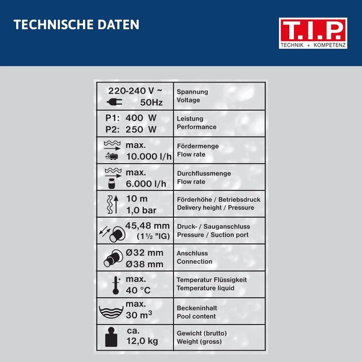Produktbild T.I.P. Sandfilteranlage Sandfilter Schwimmbadpumpe SPF 250 F