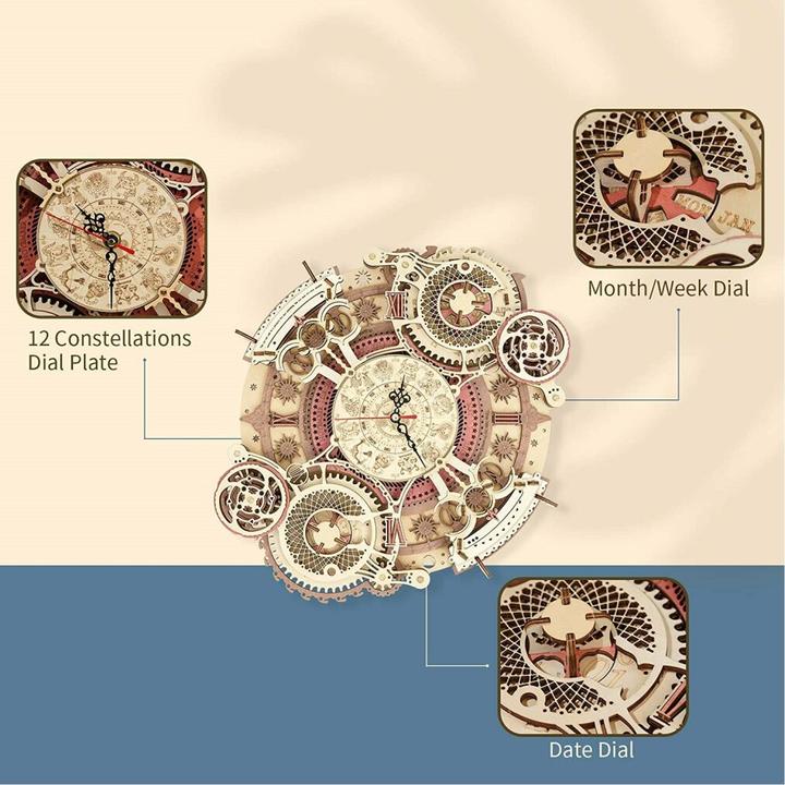 Actual product image Robotime Zodiac sign wall clock (168 pieces)