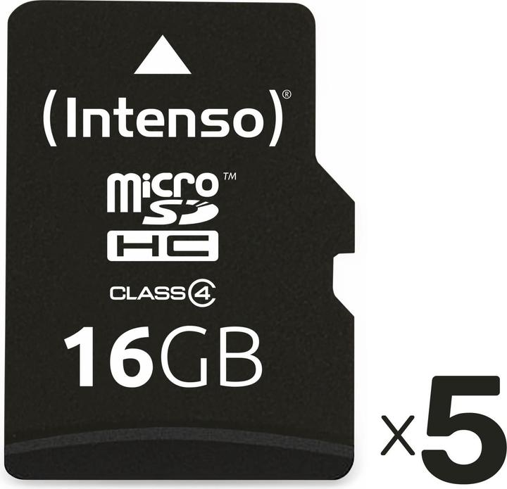 Produktbild Intenso MicroSDHC Card 16 GB 5er Pack (16 GB, microSDHC)