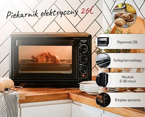 Image du produit Adler AD 6023 Four électrique, 26 L, Noir