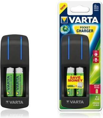 Produktbild Varta Pocket Charger inkl. 4x AA 2600mAh (4 Stk., AA, Ladegerät inkl. Akku)
