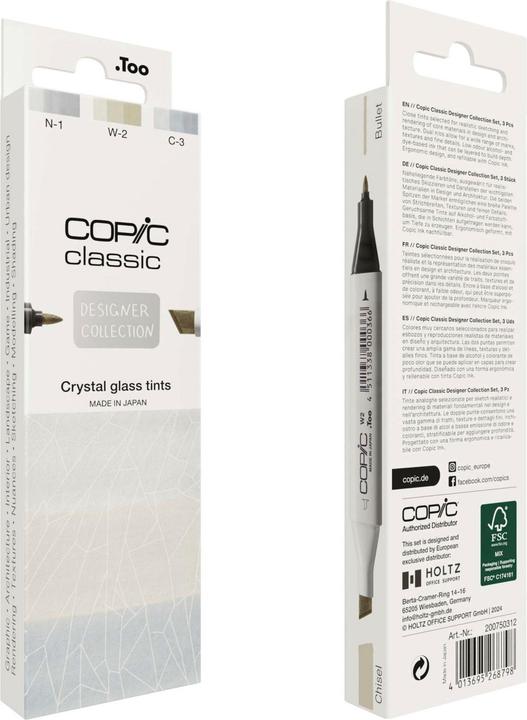 COPIC Classic DESIGNER COLLECTION Set Zomerse bladtinten, markeerset met 3 tinten groen, dubbele markers met een brede en een fijne punt
