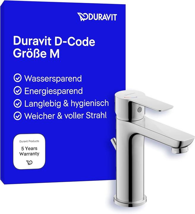 Immagine prodotto Duravit Miscelatore monocomando per lavabo D-Code M FreshStart e Minusflow, con scarico a ribalta