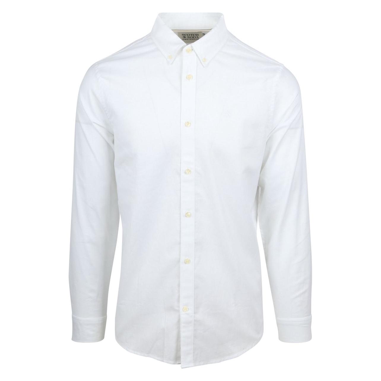 Scotch & Soda, Mannen, Shirt, Core - Oxford Solid Heren Overhemd - Maat L, Wit, (L)