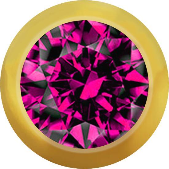 Produktbild Star Piercing Micro Kugel vergoldet mit Kristall fuchsia (ohne Messing, Chirurgenstahl 316L)