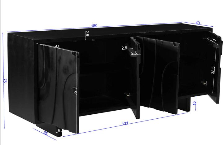 Produktbild SIT Möbel Black Smooth (180 x 43 x 76 cm)