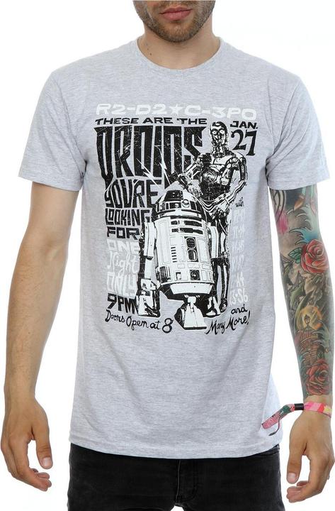 Actual product image Star Wars Mens R2-D2 And C-3PO Rock Poster T-Shirt (M)