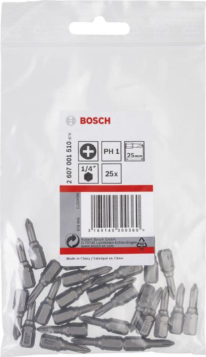 Produktbild Bosch Professional Zubehör Schrauberbit Extra-Hart PH 1, 25 mm, 25er-Pack (Kreuz Phillips PH)