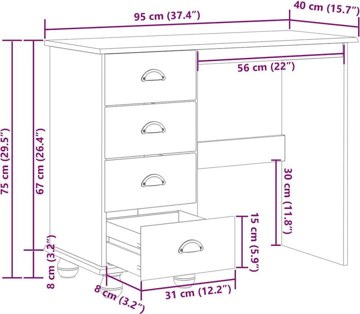 Actual product image vidaXL Desk (40 x 75 x 75 cm)