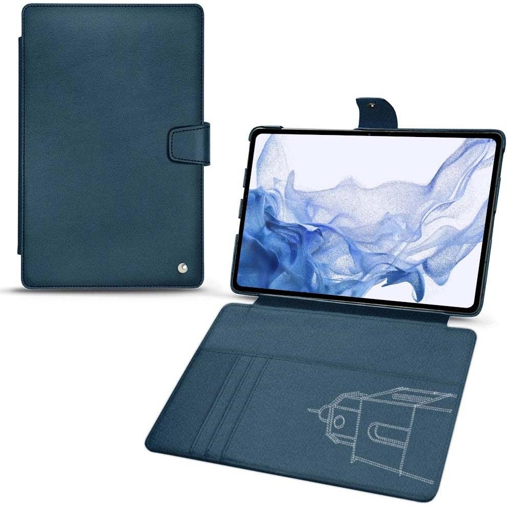 Noreve Lederschutzhülle Wallet (Galaxy Tab S8 Ultra), Tablet Hülle, Blau