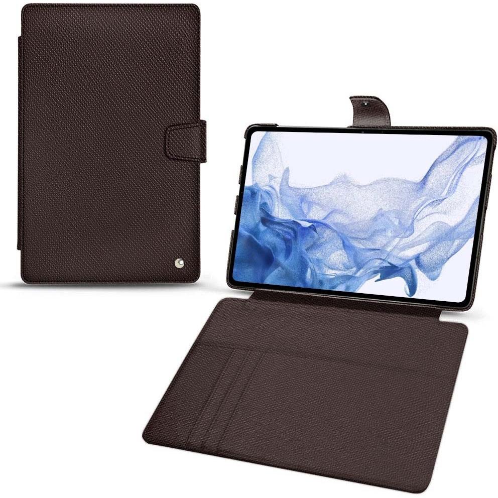 Noreve Lederschutzhülle Wallet (Galaxy Tab S8 Ultra), Tablet Hülle, Braun