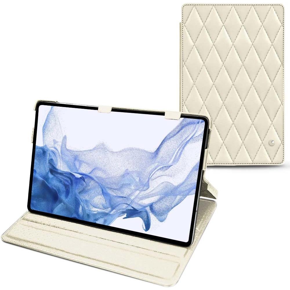 Noreve Lederschutzhülle horizontal (Galaxy Tab S8 Ultra), Tablet Hülle, Weiss