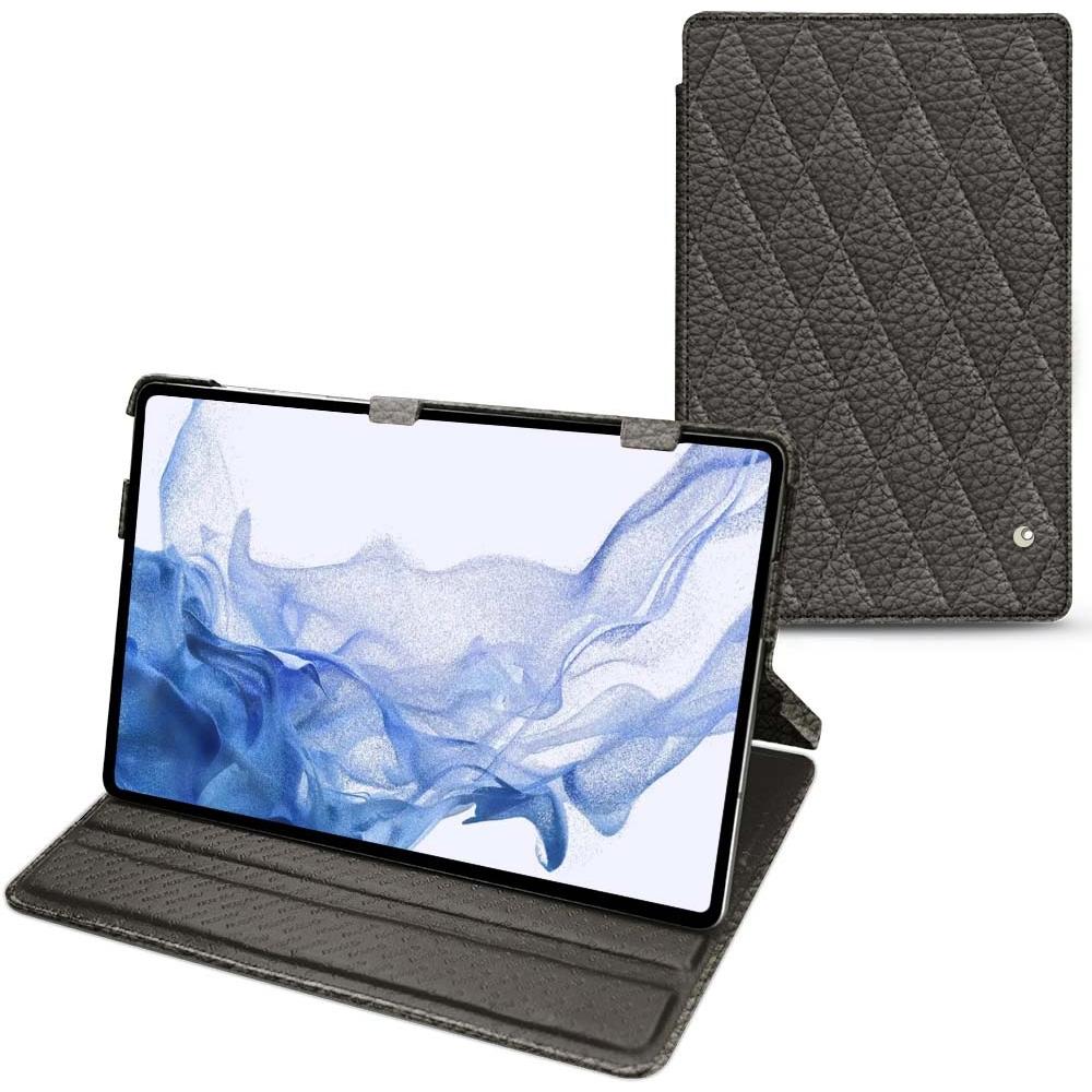 Noreve Lederschutzhülle horizontal (Galaxy Tab S8 Ultra), Tablet Hülle, Grau