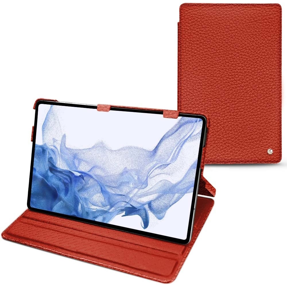 Noreve Lederschutzhülle horizontal (Galaxy Tab S8 Ultra), Tablet Hülle, Orange