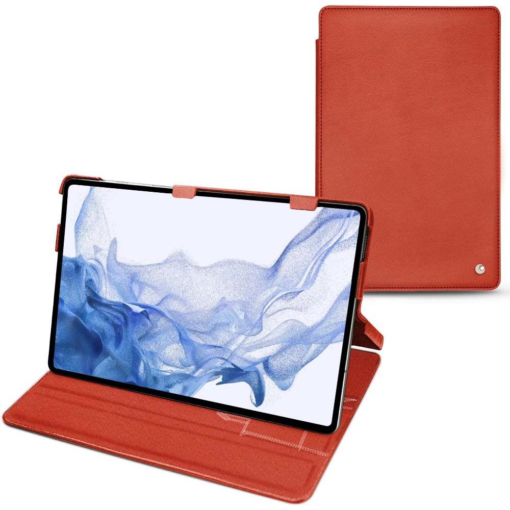Noreve Lederschutzhülle horizontal (Galaxy Tab S8 Ultra), Tablet Hülle, Orange