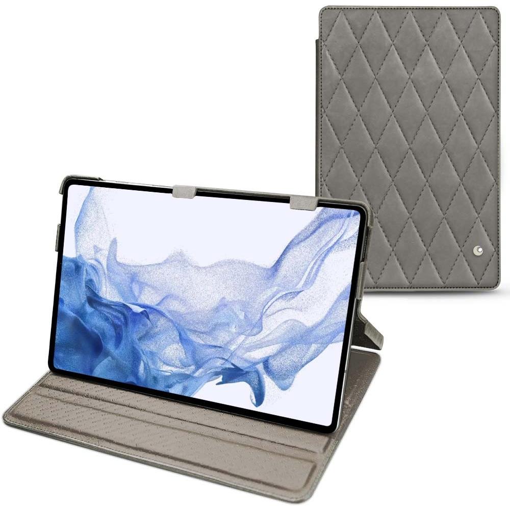 Noreve Lederschutzhülle horizontal (Galaxy Tab S8 Ultra), Tablet Hülle, Grau