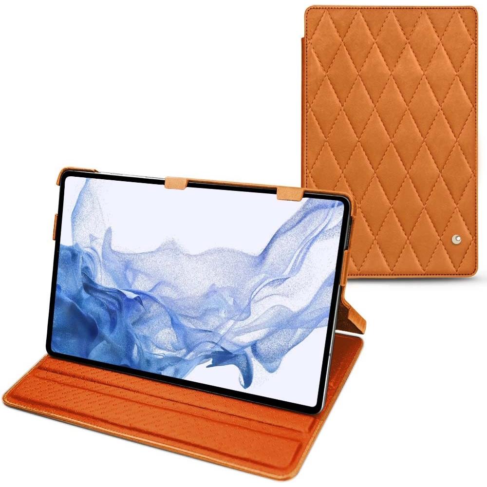 Noreve Lederschutzhülle horizontal (Galaxy Tab S8 Ultra), Tablet Hülle, Orange
